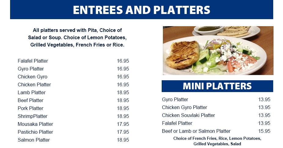 Entrees and Platters